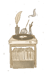ikangmonica skull vinyl witchy turntable Sticker