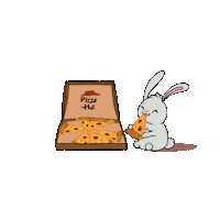 GazalGallery food pizza yummy bunny Sticker