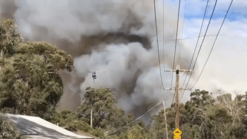 Helicopter Flies Over Mount Clear Bushfire