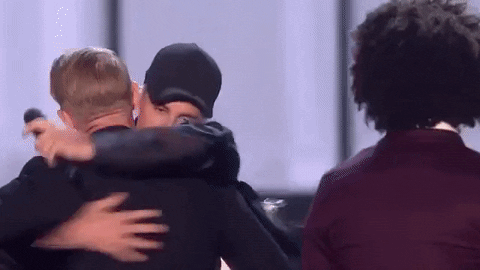 justin bieber hug GIF by BRIT Awards
