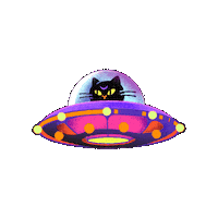 Cat Spaceship Sticker by Mishu_Music