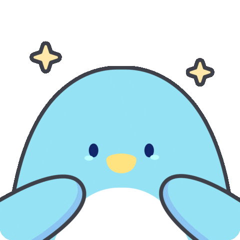 yenyendesign happy excited kawaii blue Sticker
