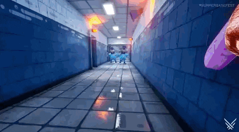 Video game gif. Gameplay from the video game 'Cuffbust' features characters resembling koalas dressed in prison-striped outfits in the middle of a violent prison break. 
