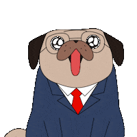 Excited Pug Sticker by Percolate Galactic