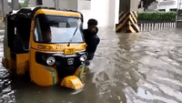 Rickshaw Struggles in Chennai Floodwater