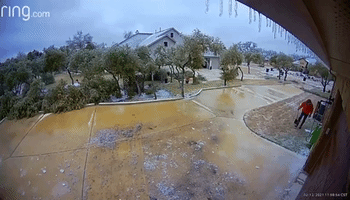 Texas Man Slips Down Icy Driveway After Winter Storm Hits Austin Area