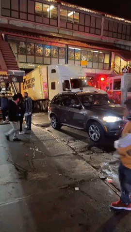 Truck Gets Wedged Under Elevated Bronx Subway Station