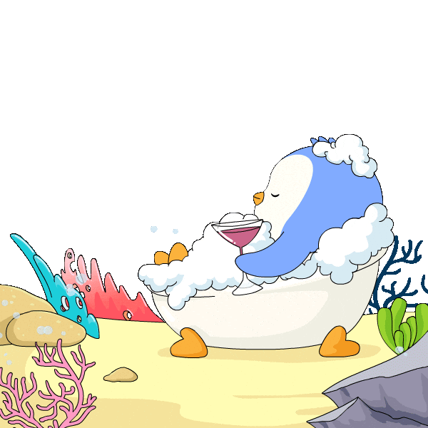 Chilling Hot Spring Sticker by Pudgy Penguins