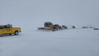 'Conga Line' of Snowplows Clears Drifts at Chicago's O'Hare Airport