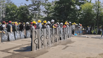 Protesters Practice Defensive Maneuvers in Yangon