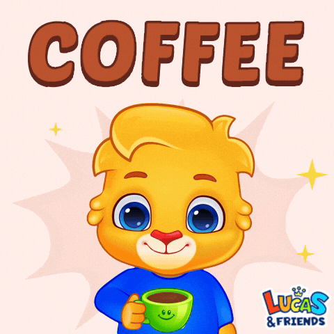 Tired Coffee Time GIF by Lucas and Friends by RV AppStudios