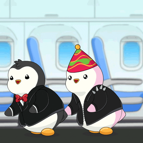 Happy Flight Attendants GIF by Pudgy Penguins