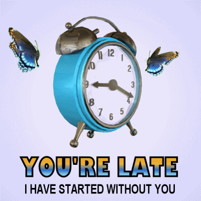 dotdave giphyupload alarm clock youre late butterflies animated GIF