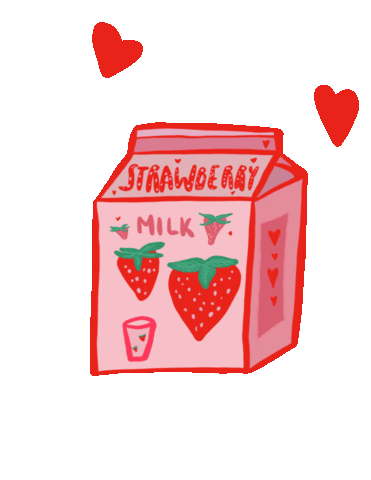 Strawberry Milk Hearts Sticker