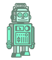 ipopdigital design retro digital robot Sticker