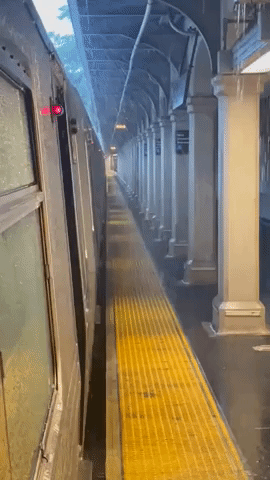 Rain Pours Into Subway Train as Storms Hit New York City