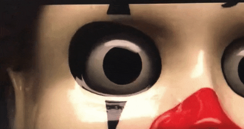 danelahiggins clown eyeball the game clown puppet GIF