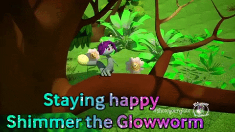 Shimmertheglowworm giphygifmaker shimmer the glowworm staying happy GIF