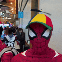 Spiderman Propeller Hat GIF