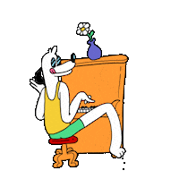 Dog Playing Piano Sticker by Jason Clarke