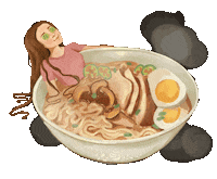 halfeatenoreo foodie bowl ramen hot tub Sticker