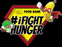 FoodBankNN superhero banana broccoli hunger hero GIF