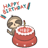 Kakikichan birthday bunny hbd sloth Sticker