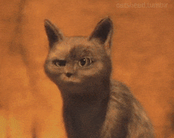Movie gif. An animated cat in Puss in Boots looks surprised as it covers its mouth with a paw and its ears perk up. 
