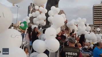 Balloons Carrying Victims' Names Released at Site of Beirut Blast