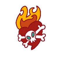 Skull And Bones Heart Sticker
