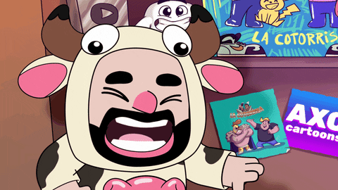 AxoCartoons giphyupload cow jajaja funn GIF