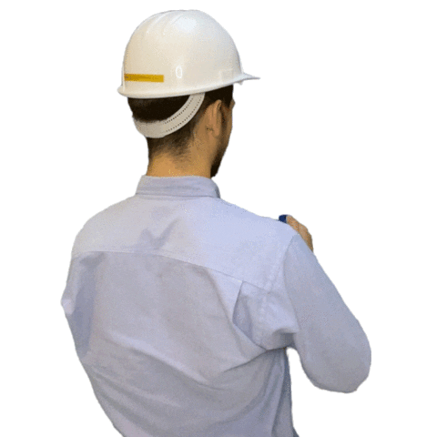 Construction guy measuring with a ruler
