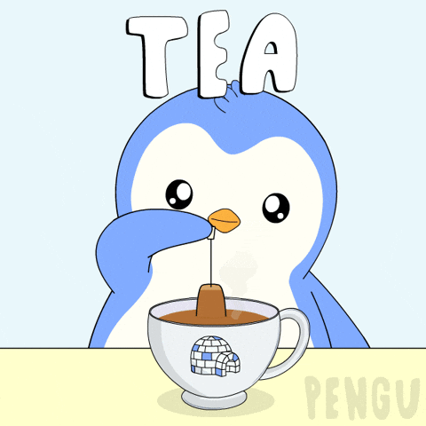 Tell Me More Cup Of Tea GIF by Pudgy Penguins