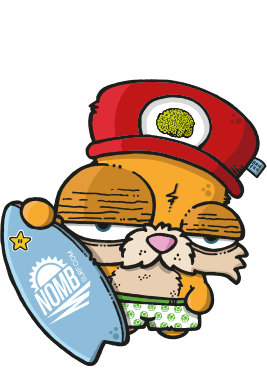nombsurf cat cool surfing dude Sticker