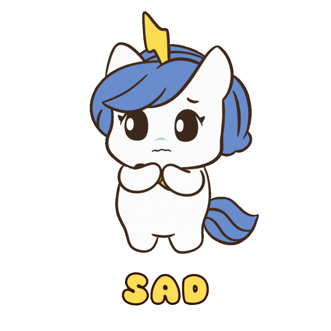 Sad Bu Sticker by Brave Unicorn