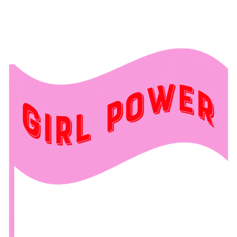 Pink Flag Girl Sticker by wigglesteps