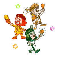 goobne_kr chicken 캐릭터 trio 냠냠 Sticker