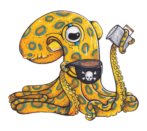 But First Coffee Sticker by OctoNation® The Largest Octopus Fan Club!