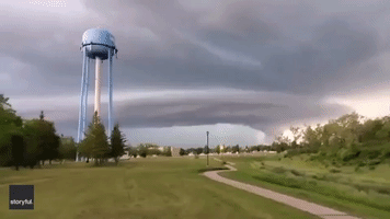 Lightning Illuminates Supercell Cloud in Melville, Saskatchewan
