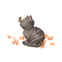 lavenderstraws cat kitty butterfly grass Sticker