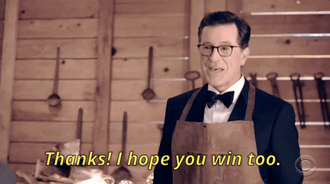 thanks  i hope you win too stephen colbert GIF by CBS