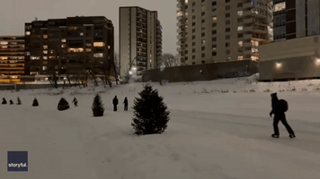 Winnipeg Residents Use Frozen River as Skating Trail