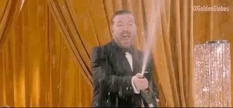 Spraying Ricky Gervais GIF by Golden Globes