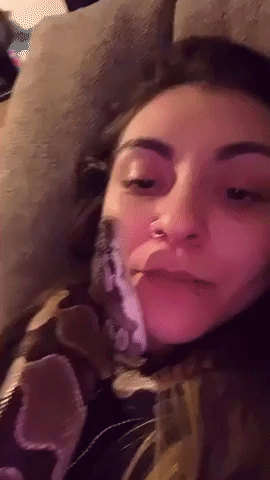 Woman Kisses Pet Python While it Rests on Her Face