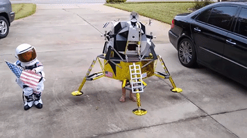 Sisters Dress Up as Lunar Module and Astronaut