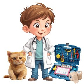 Boys Girls Sick Kitten Sticker