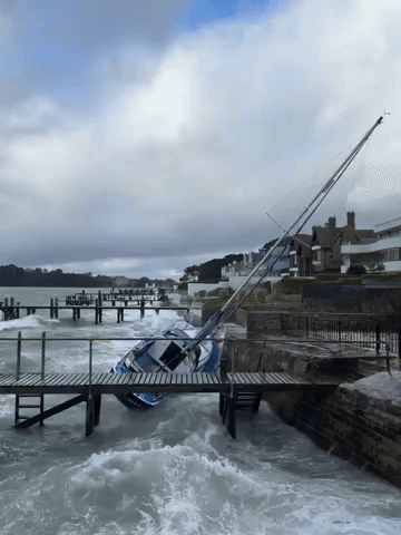 Boat Damaged as Storm Henk Unleashes Aggressive Waves