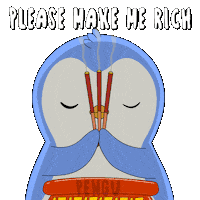 Money Pray Sticker by Pudgy Penguins
