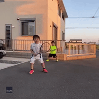 Watch Out Venus and Serena! Adorable Japanese Brothers Show Off Tennis Skills