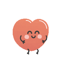 Sticker gif. Kawaii red heart bounces up and down and throws its arms in the air. It grins at us and blushes.